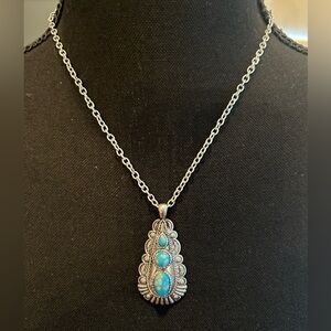 Turquoise and silver necklace